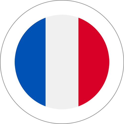 Circular flag of France with blue, white, and red vertical stripes (tricolor). Masterful circular rendition of the French flag.